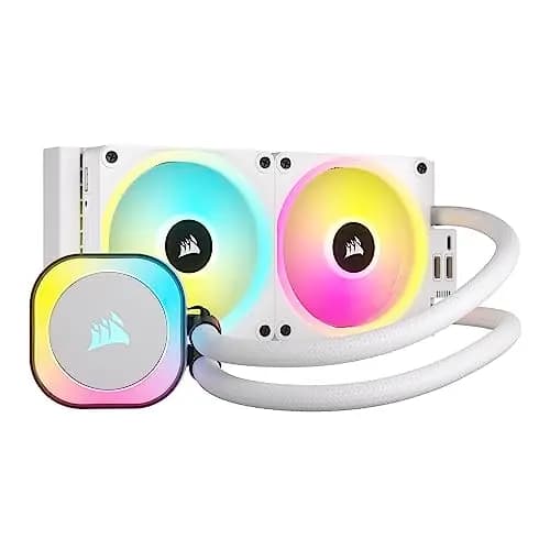 CORSAIR iCUE LINK H100i RGB Refrigerador Líquido Para CPU - 240mm AIO - Ventiladores QX120 RGB - Se Adapta a Intel® LGA 1700, AMD® AM5 - Concentrador de Sistema iCUE LINK Incluido - Blanco