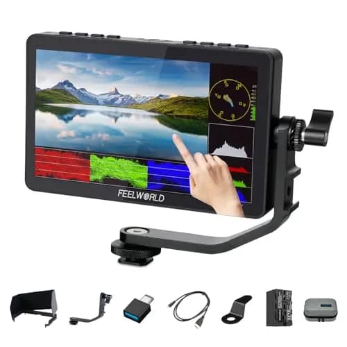Feelworld F5 Pro V2 6 Pulgadas Monitor de Campo de cámara DSLR 3D LUT con Kit Externo Instale el Equipo IPS FHD1920x1080 4K HDMI / 5V Entrada Tipo c(Incluye batería F750)