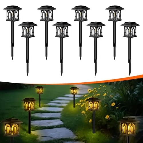 Caldarax 8 Piezas Luces Solares para Jardín, Lámpara Solar LED Exteriores, IP65 Impermeable, Iluminación Decorativa para Jardín, Paisajes, Caminos, Patios, Pasillo, Césped, Pasarelas(Blanco Cálido)