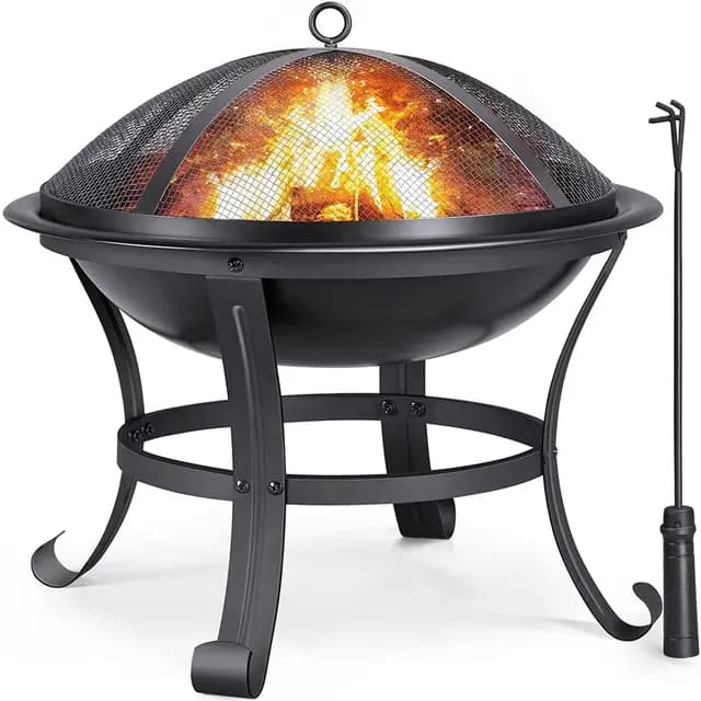 Yaheetech Brasero Exterior Jardin Chimeneas de Hierro para Carbon Leña Estufas de Pie Plegable para Terraza 54 x 54 x 49,5 cm Negro