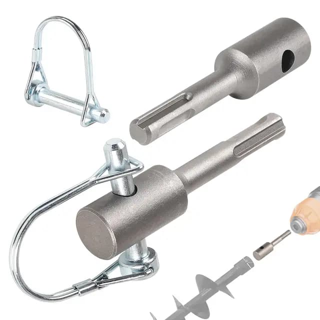 EFUTURETIME 2x Adaptador de Barrena con Pin de Bloqueom para SDS Plus Martillo Perforador Ahoyador Atornillador Inalámbrico, para Taladro de Tierra Ø40-150 mm, Postes, Estacas, Vallas