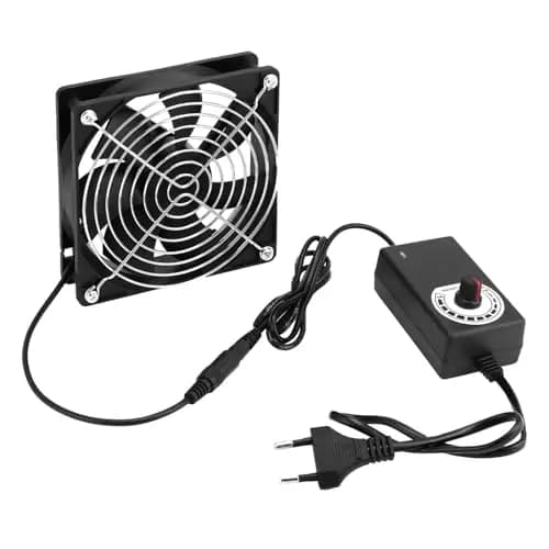 QWORK® Ventilador de caja de 120 mm con control de velocidad, Ventilador de PC sin escobillas 12 V para computadoras, portátiles, cajas de TV y más