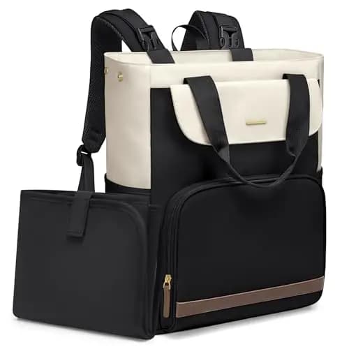 GOLF SUPAGS 25L Mochila Cambiador para Bebé con Cambiador Portátil y correas para Cochecito, Mochila para Pañales, Mochila de Térmica Almuerzo, para Mamá y Papá (Negro & Blanco)