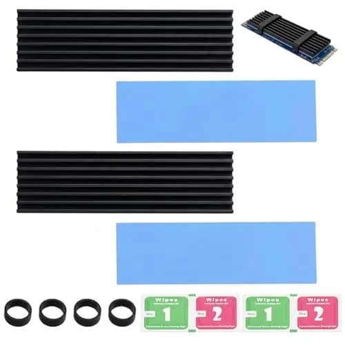 2 Piezas Disipador M.2 2280 Aluminio con Almohadilla Térmica, Disipador de Calor M.2 para SSD NVMe NGFF Disco Duro, Heatsink SSD Refrigeración Eficiente para PC Dispositivos Semiconductores
