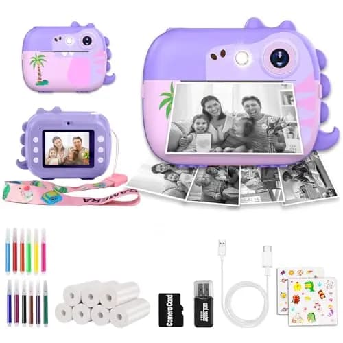 ARNSSIEN Camara Fotos Infantil Instantanea con 7 Rollos de Papel, 2,4 ’‘ Camara Fotos Infantil con Vídeo HD 1080P, Regalo cumpleaños Navidad para niñas y niños de 3 a 12 Años, M3