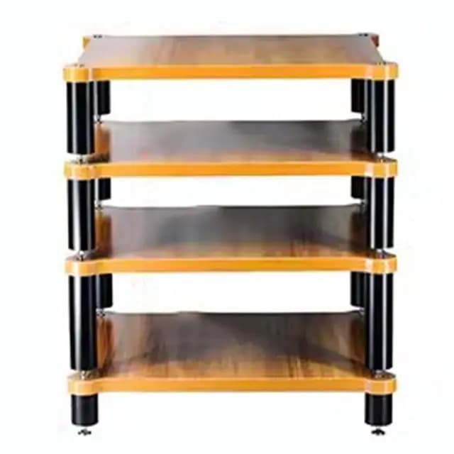 4-Tiers HiFi Rack AV Estante Mueble para Tocadiscos HiFi Rack De Audio De Madera Maciza HiFi Rack Pies Amplificador De Potencia Estante Audio Video Componentes(Wood Color,60 * 78 * 48cm)