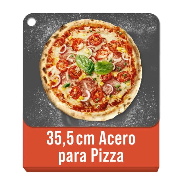 Chef Pomodoro Piedra Pizza Horno 35,6 x 30,5 cm (6,35 mm), Placa Acero Horno Pizza, Placa Acero Pizza, Plancha, Pedra Para pan y pizza, Tabla de Piedra en acero con orificios para levantar