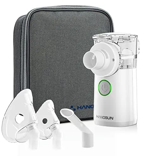 Nebulizador Portatil para Adultos,Hangsun Silencioso Aerosoles Nebulizador Niños Solo Adecuado para Uso Familiar y Uso de Viajes,Eficiente Inhaladores Eléctricos con Bolsa de Almacenamiento