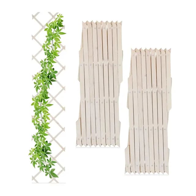 Relaxdays Set 3 Guías Plantas Trepadoras, Celosías Extensibles, Enrejado Enredaderas Pared, 180 x 30 cm, Madera, Blanco