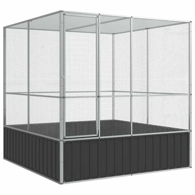 vidaXL Pajarera de Acero Color Plateado 211x207x212 cm, Jaula para pájaros, Jaula para periquitos, Jaula Grande para pájaros, casa para pájaros