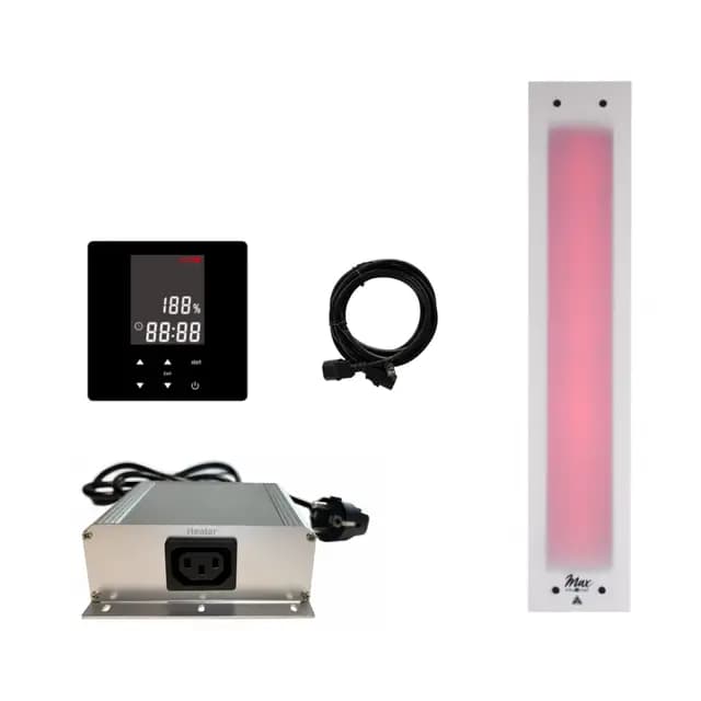 Set Frameless InfraROTmed MAX© - Radiador de calor profundo + control icon 1 toque, para sauna y cabina de infrarrojos, foco de espectro completo (750 W + control)
