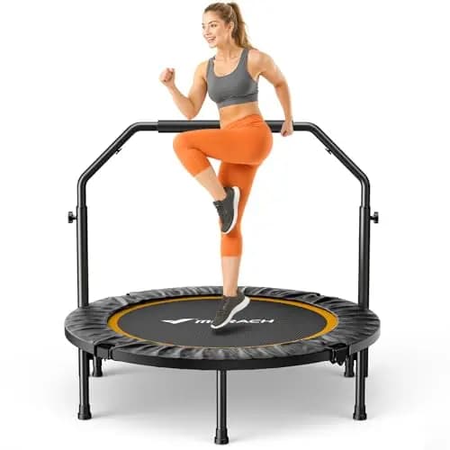 MERACH Trampolin Fitness Adultos - 102cm/122cm Camas Elasticas Plegables De Pulgadas con Carga Máxima De 330 LB, Cama Elastica Fitness Silencioso para Entrenamiento Físico