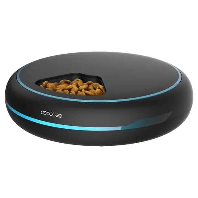 Cecotec Comedero Dispensador Automático de Comida para Mascotas Pumba 1600 Purrfect Meal. Capacidad de 1,6L, 4 Secciones Independientes, Pantalla LED, Temporizador y Grabador de Voz