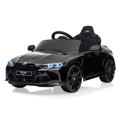 Coche Eléctrico para Niños con Licencia BMW M4, Coche Eléctrico Infantil de Batería 12V con Control Remoto 2,4G, Velocidad 3-5 km/h, Bocina, Luces LED y Música, para Niños 3+ Años