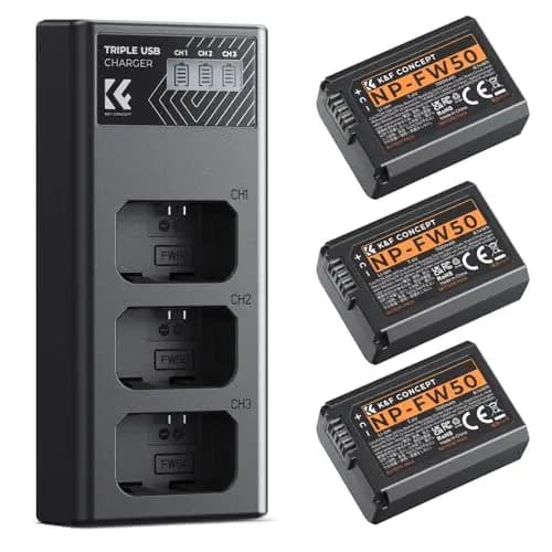 k&f concept np-fw50 pack 3 baterías