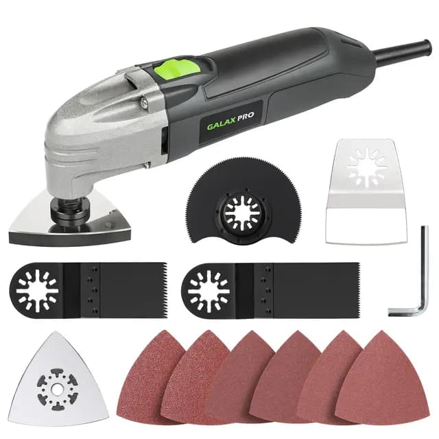 GALAX PRO Herramientas de Oscilación 180W, Herramienta multifunción 22000 OPM, 12 Piezas de accesorios con Láminas de Cambio Rápido Multifunción para lijar, brunir.