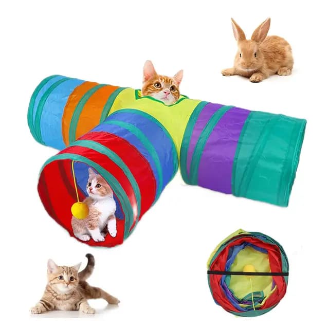 Túnel para Gatos,3 Vías Túneles Plegable,Juguete Tubo de Gatos,Gato Interactivo Juguetes para Gatitos,Cachorros,Conejos,Cobayas