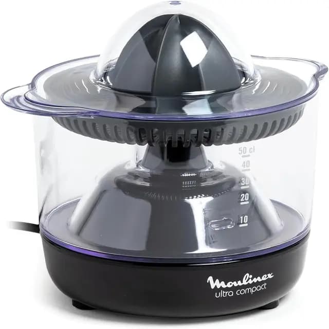 Moulinex Exprimidor Compacto de 25 W con Jarra Transparente Desmontable de 0,45 L, Cono de Doble Sentido, Apto para lavavajillas, De pástico, PC120870