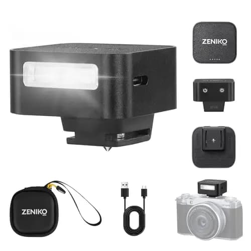 ZENIKO ZF08 Mini Flash para cámara Flash para cámara GN16, 5 Niveles de Potencia, CCT 6500k ±200k con Zapata Universal <3s Reciclaje rápido para Sony/Canon/Nikon/Panasonic/Olympus(Negro,ZF08)