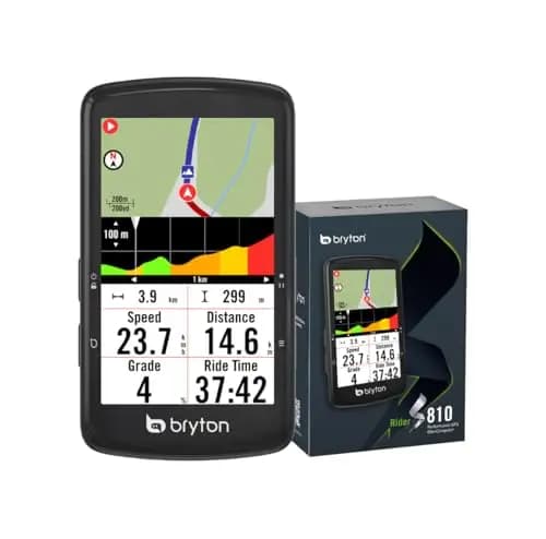 Bryton Rider S810 Pack Total 3 Sensores (Velocidad, Cadencia, Pulso) | Ciclocomputador GPS Táctil Color 3.5" | Batería 50h | Mapas Europa y Voz | Kit Ant+/BLE, Radar y E-Bike