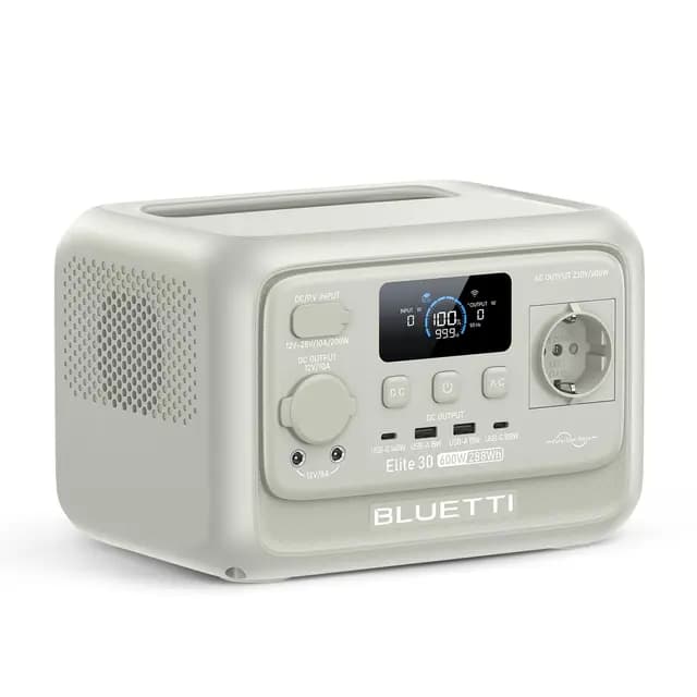 BLUETTI Elite 30 V2 Estación de Energía Portátil 288Wh, Generador Solar 600W CA (Power Lifting 1500W), Batería LiFePO4 Carga Rápida para Camping, Viajes y Cortes de Luz, Gris Arena Claro