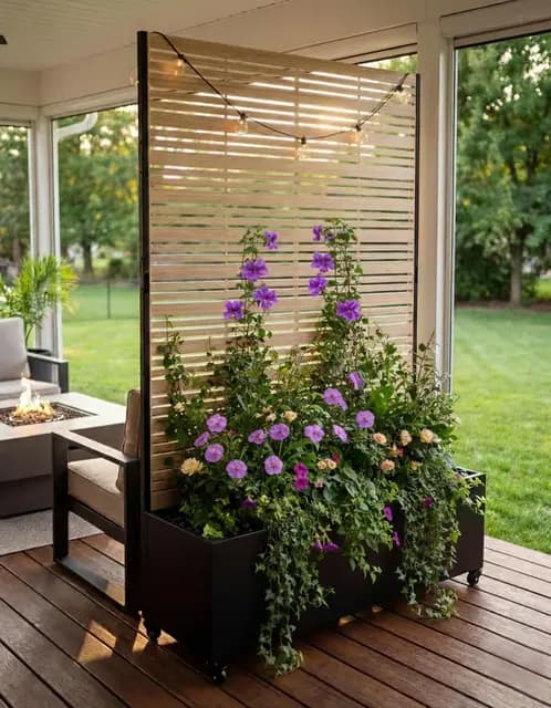 Huerto Urbano Elevado con Celosía, Jardineras Grandes para Exterior con Ruedas y Enrejado, Macetero de Metal para Privacidad, Ideal para Flores, Verduras y Plantas Trepadoras en Balcón