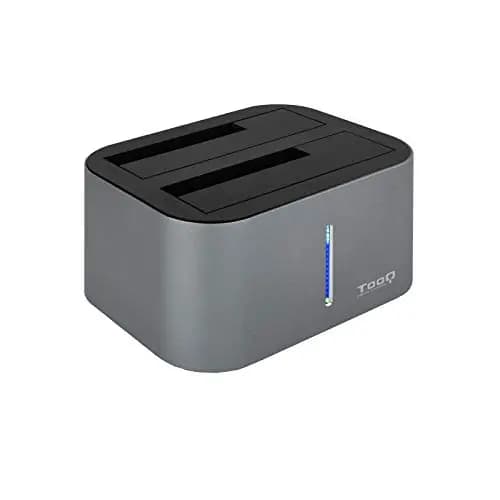 TOOQ TQDS-805G - Base de Conexión Docking Station con Doble Bahía SATA para Discos de 2.5" y 3.5", USB 3.0 / USB 3.1 Gen1, Compatible con USB 2.0, Función Clone Offline, Color Gris