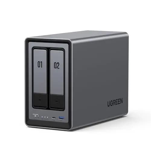 UGREEN NASync DXP2800, NAS de Escritorio de 2 bahías, CPU Intel N100 de Cuatro núcleos, 8 GB de RAM DDR5, 2,5 GbE, 2 Ranuras M.2 NVMe, HDMI 4K, Almacenamiento Conectado a Red (sin Disco)
