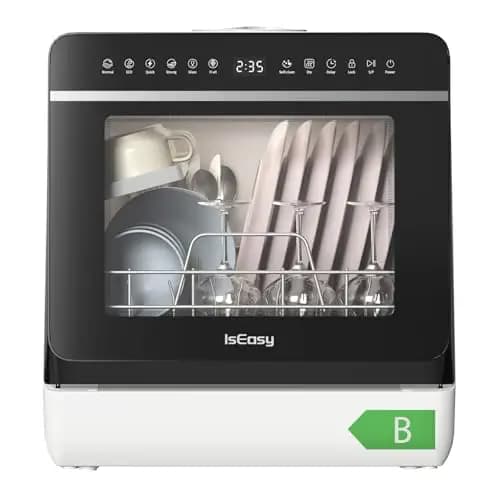 Lavavajillas de Encimera, con 7+3 Programas, Depósito de 5L, Control Táctil y Pantalla LED, para Cocinas Familiares, Apartamentos y Dormitorios (Sin manguera flexible)