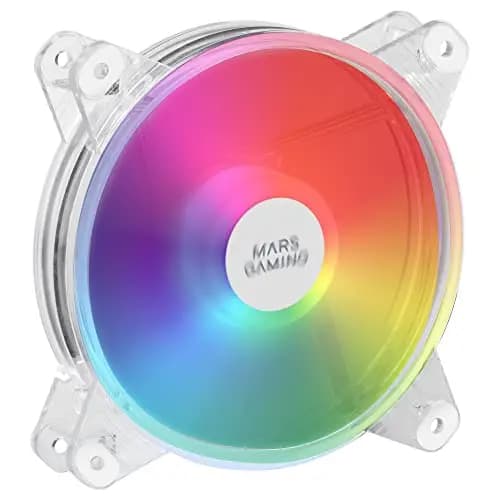 Mars Gaming MFD, Ventilador 120mm CHROMA RGB Dual Automático, Ultra Silencioso 14dB, Conexión Molex 4PIN, Sistema Antivibraciones, Transparente