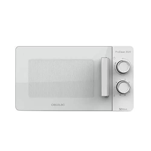 Cecotec Microondas ProClean 3020. Capacidad de 20l, Revestimiento Ready2Clean, 700 W de Potencia, 6 Niveles Funcionamiento, Temporizador 30 min, Modo Descongelar, Acabado Blanco