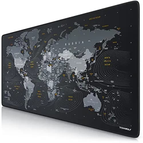 TITANWOLF - XXL Alfombrilla para ratón 900 x 400 mm - Speed Gaming Mousepad - Mouse Pad para Ordenador - Base para Mesa Grandes Dimensiones - Diseño: Planisferio