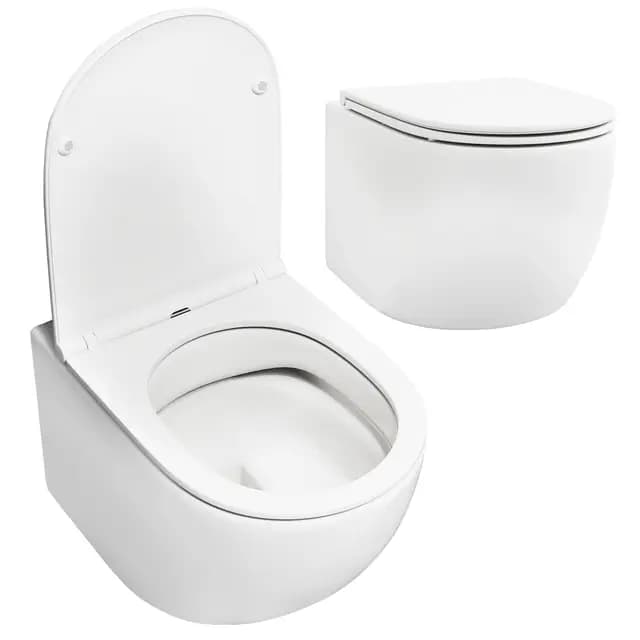 LIFEZEAL Inodoro Suspendido de Cerámica, Sanitarios de Pared con Tapa Extraíble y Cierre Lento, Sistema Doble Descarga Ahorro de Agua, Fácil Limpieza sin Bordes