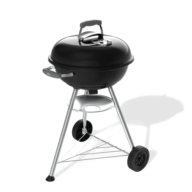 Weber Compact Kettle Parrilla de carbón (versión 2026) / Soporte de Tres Patas con Ruedas, diseño Resistente al Calor y a la corrosión, Parrilla cromada de Tres Capas, 47 cm, Negro
