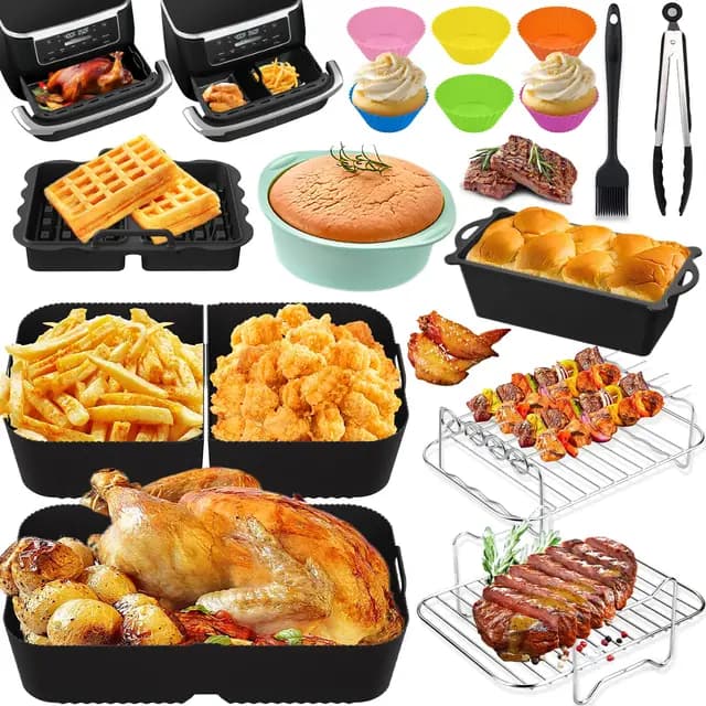 Molde Silicona Freidora de Aire, Air Fryer Accesorios Para Cosori 10L/AF500EU, Bandeja Silicona Air Fryer Recipiente Air Fryer Accesorios para Freidoras Cosori 10L