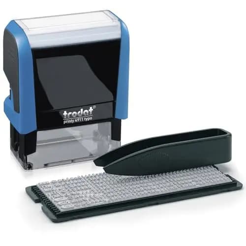 Trodat Printy 4911 – Sello de Entintaje Automático con Tinta Incorporada e Imprentilla para Componer un Texto de Hasta 3 Líneas – Tinta Negra