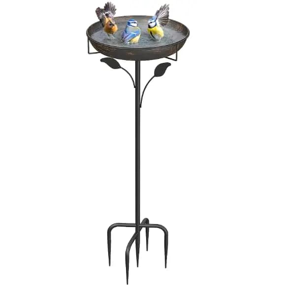 WELDUN bebedero para pájaros, cuenco de alimentación de 30 cm, jardín, cuenco de metal resistente
