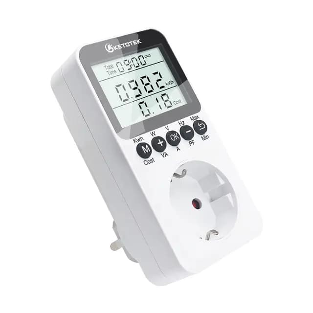 KETOTEK Medidor de Consumo Electrico, Enchufe Medidor de Energía con Pantalla LCD, Reteción de Datos Medidor de Costo de Electricidad 3680W Protección contra Sobrecarga