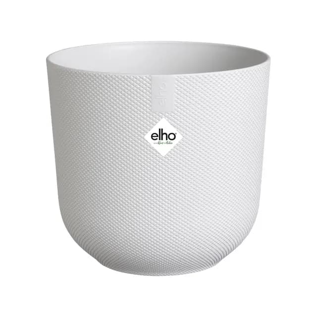 Elho Jazz Round 26cm - Maceta Grande Interior - Estructura Única - 100% Plástico Reciclado - Blanco/Silky White