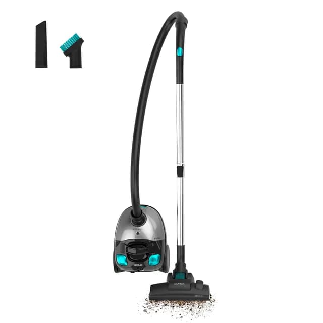 Cecotec Aspirador de Trineo con Bolsa 2L Conga Powerbag 2000 Compact Plus. 800W, Filtrado de Alta Eficiencia, Tubo Telescópico Metálico, Incluye Accesorios para Muebles y Esquinas