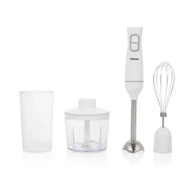 Tristar Set de batidora de mano, piezas aptas para el lavavajillas, incluye varilla de acero inoxidable desmontable, batidor, picador, jarra medidora, 350 W, MX-4881