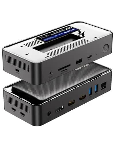 WAVLINK Triple Display Dock, Docking Station USB 12 en 1 con Carcasa para SSD M.2 PCIe/SATA, Soporte de Carga Power Delivery de 100W, HDMI/DP 8K@30Hz, USB C/A, SD/TF y Gigabit para Windows y Mac OS