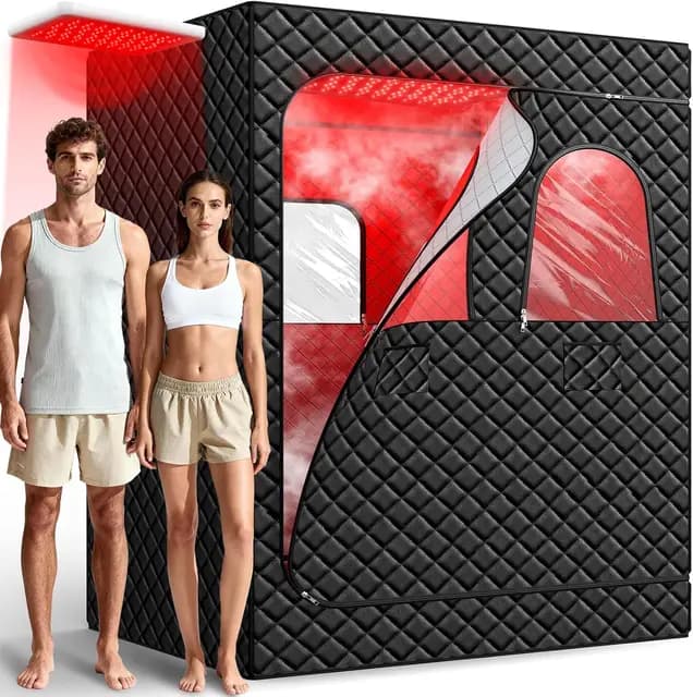 I-THERA-U Sauna de infrarrojos para 2 personas, sauna de vapor para el hogar - 5 capas impermeable sauna portátil, 2 generadores de vapor para baño de vapor, 2 sillas plegables