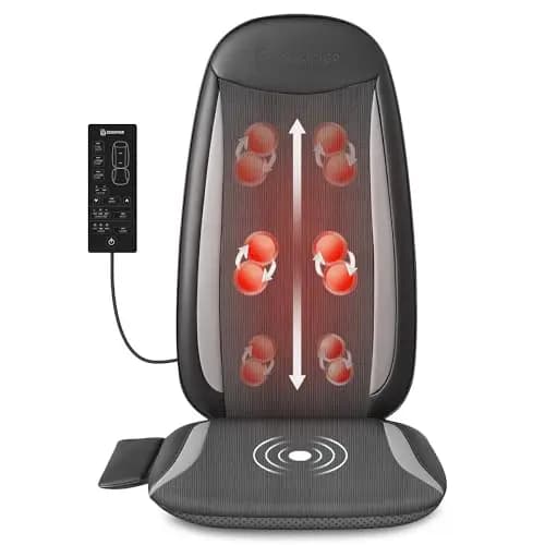 COMFIER Funda de Masajeador Espalda para Asiento, Shiatsu Masajeador Cervical y Espalda, Asiento Masajeador Espalda con Función de Calor, Relajación para Toda la Espalda, Apto para la Oficina, Regalos