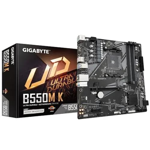 GIGABYTE B550M K Placa Base - Procesadores AMD Ryzen 5000, hasta 4733 MHz DDR4, 1xPCIe 4.0 + 1xPCIe 3.0 M.2, LAN 1GbE, USB 3.2 Gen 1