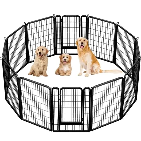 Yaheetech - 12 Paneles de Parque para Perro, Jaula para Perro, recinto para pequeño Animal con Puerta Interior Exterior