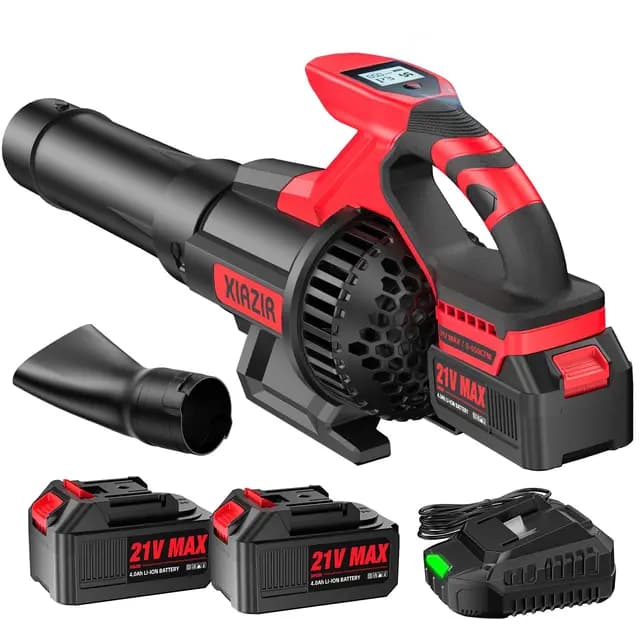 Soplador de Hojas sin Cable con Pantalla LCD, 3 Velocidades, 2×4.0Ah Baterías y Cargador Rápido, Soplador Eléctrico Ligero para Cuidado del Jardín, Entrada, Hojas, Polvo y Nieve