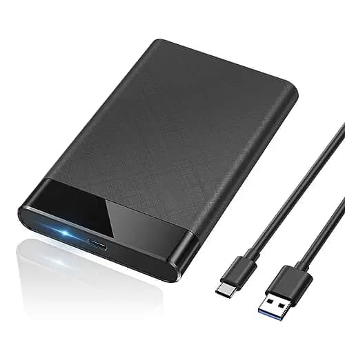 POSUGEAR Carcasa Disco Duro 2,5", 6Gbps USB C 3.1 Gen 2 Caja Disco Duro para HDD SSD SATA I/II/III de 7mm y 9.5mm de Altura con Cable USB, Sopporta UASP&Trim, no Requiere Herramientas-Negro