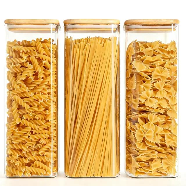 ComSaf Tarros de Cristal con Tapa, Frascos de Vidrio con Tapa, 2100 ml, Set de 3 Piezas, Adecuado para Soja Amarilla, Dátiles Secos Rojos, Semillas de Lino