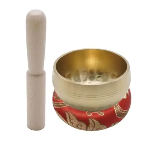 Juego de cuencos tibetanos tibetanos de 8 cm de diámetro con diseño único, incluye raqueta de madera y cojín para meditación y relajación